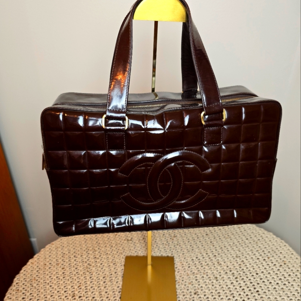 Chanel Chocolate Bar Coco Mark Enamel Mini Boston Handbag
